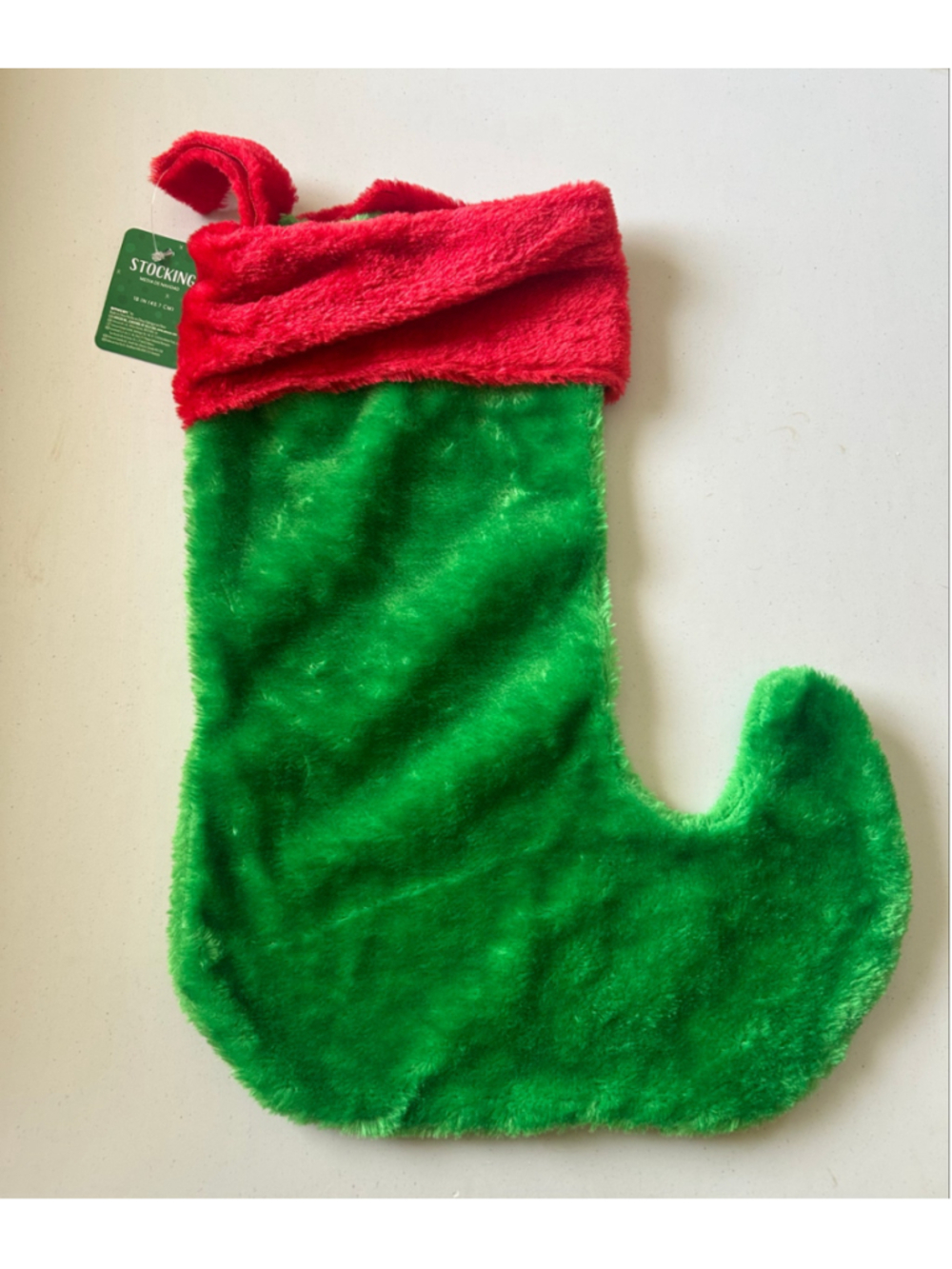 Holiday Decor Christmas Stocking One Size Green Red
